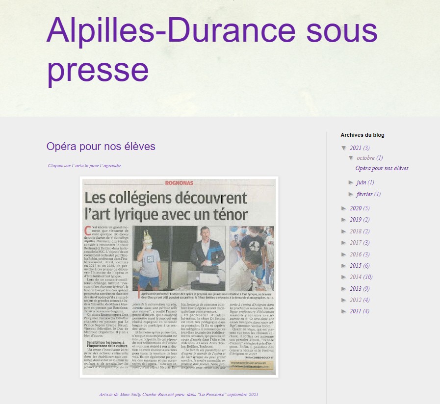 Blog Alpilles Durance sous presse